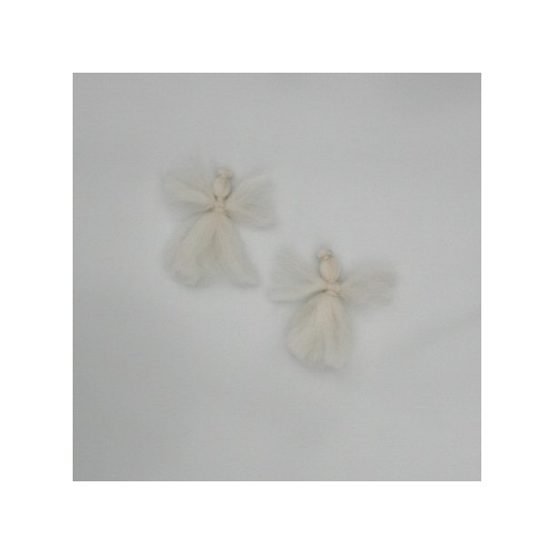 Sm hvide engle i uld, 4 stk, 5-8 cm