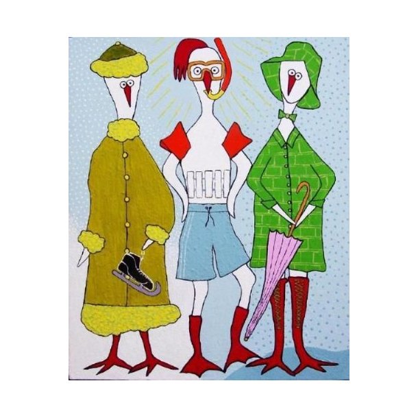 "Vejrhaner" Anni Gamborg billeder, kort 15 x 21 cm