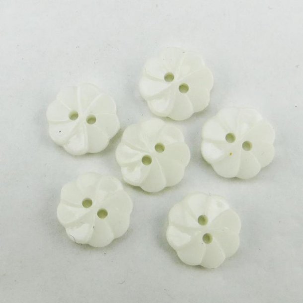 Plastic knap, formet som blomst, hvid