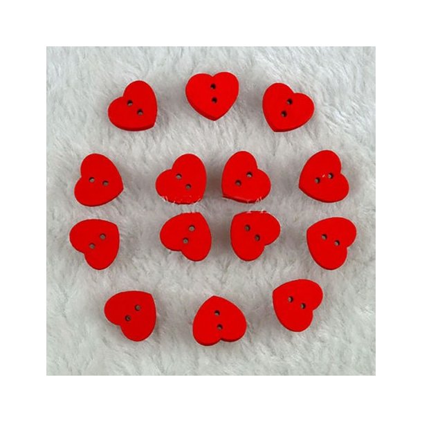 Rde hjerte formede tr knapper