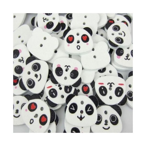 Tr knapper, formet som panda hoveder