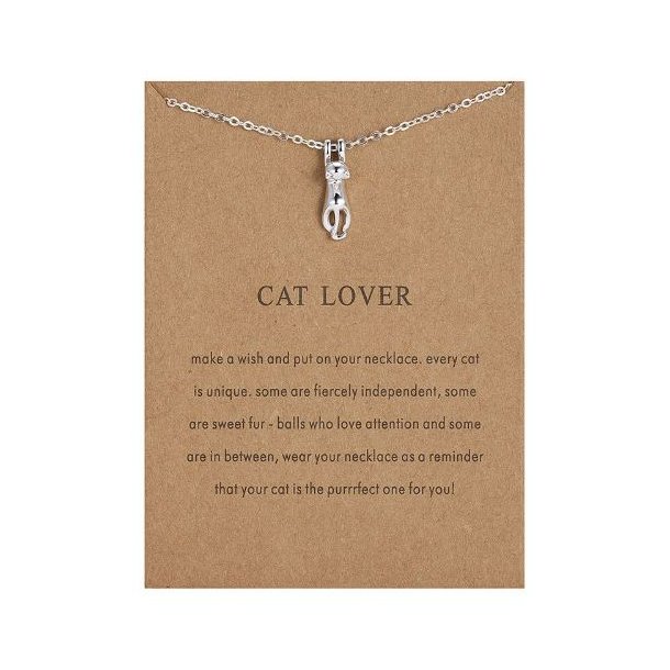 Enkelt halskde "cat lover"