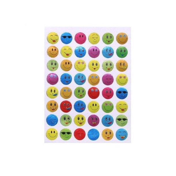 Sm Smiley stickers, ark med 48 stk